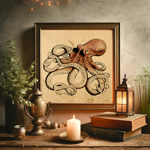 Hand-Drawn Illustration of Octopus Print