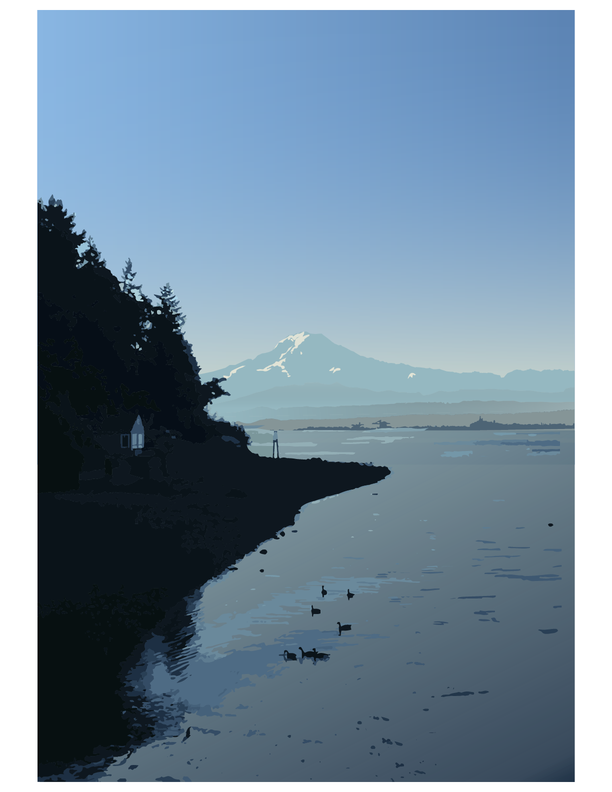 Mount Rainier Island View Art Print – Handmade Wall Art