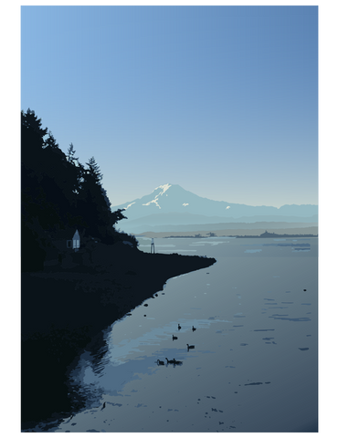 Mount Rainier Island View Art Print – Handmade Wall Art